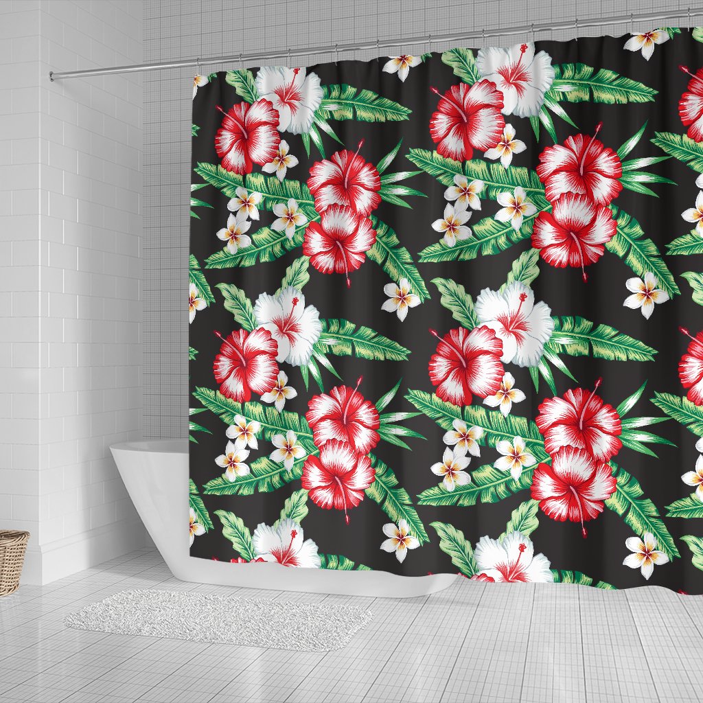 Hawaiian Flower Tropical Leaves Shower Curtain