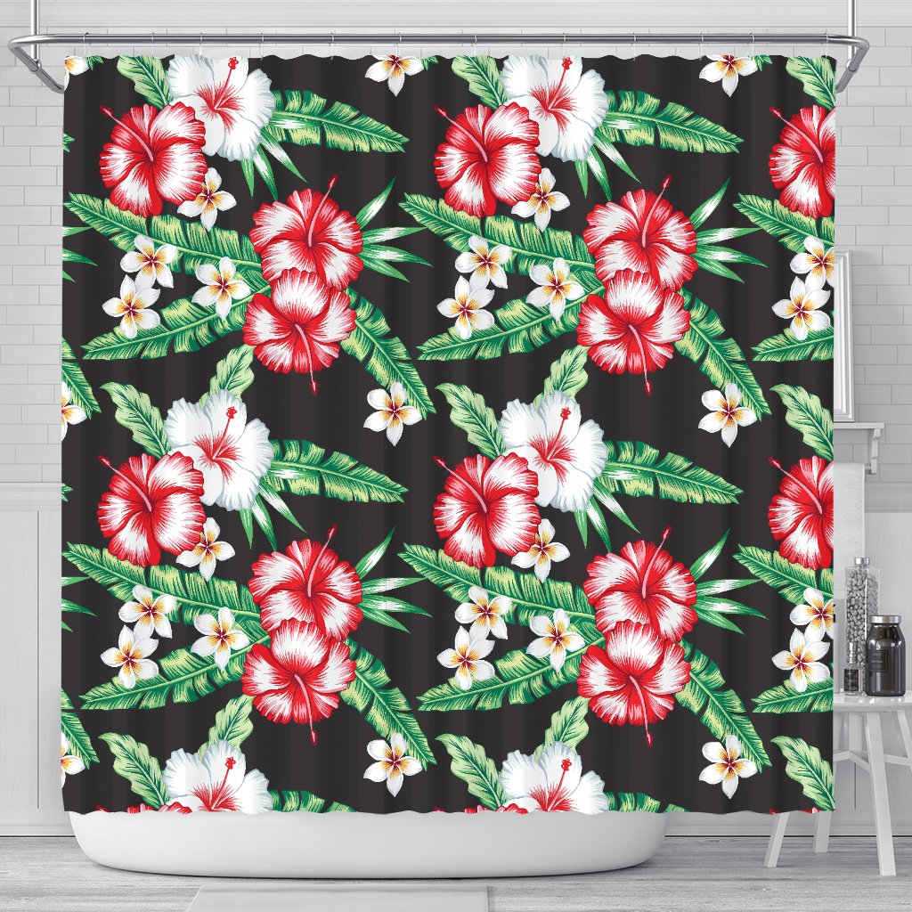 Hawaiian Flower Tropical Leaves Shower Curtain