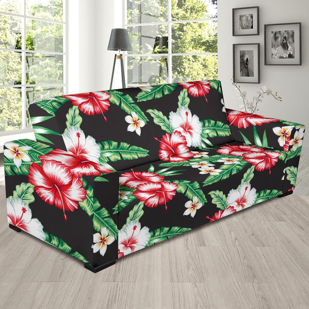 Hawaiian flower tropical leaves Sofa Slipcover-JORJUNE.COM