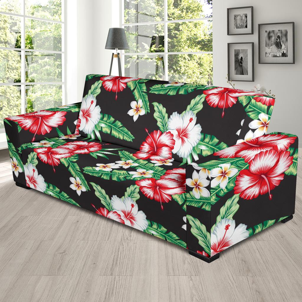 Hawaiian flower tropical leaves Sofa Slipcover-JORJUNE.COM