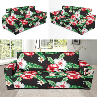 Hawaiian flower tropical leaves Sofa Slipcover-JORJUNE.COM