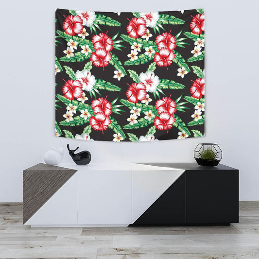 Hawaiian flower tropical leaves Tapestry