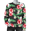 Hawaiian Flower Tropical Leaves Women Crewneck Sweatshirt