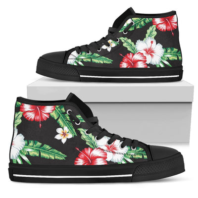 Hawaiian Flower Tropical Leaves Women High Top Shoes