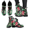 Hawaiian Flower Tropical Leaves Women Leather Boots