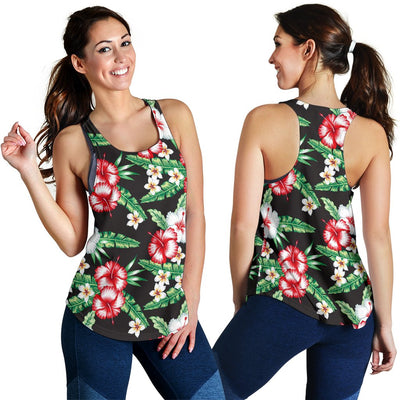 Hawaiian flower tropical leaves Women Racerback Tank Top