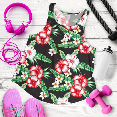 Hawaiian flower tropical leaves Women Racerback Tank Top