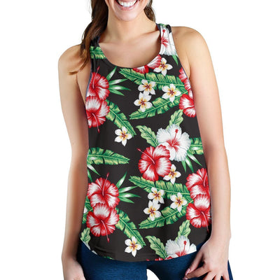 Hawaiian flower tropical leaves Women Racerback Tank Top