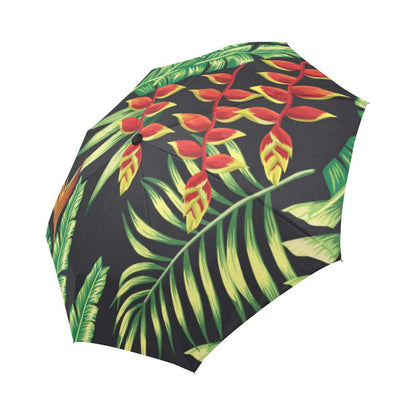 Hawaiian Flower Tropical Palm Automatic Foldable Umbrella