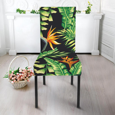 Hawaiian Flower Tropical Palm Leaves Dining Chair Slipcover-JORJUNE.COM