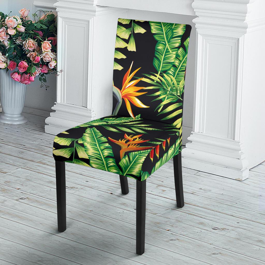 Hawaiian Flower Tropical Palm Leaves Dining Chair Slipcover-JORJUNE.COM