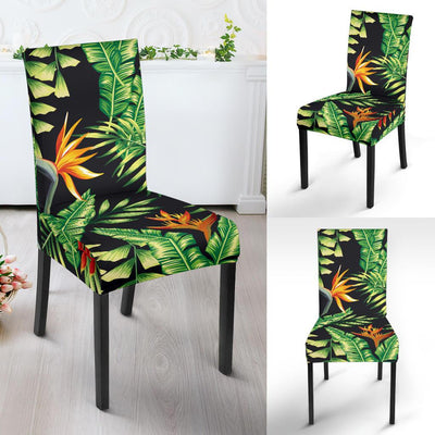 Hawaiian Flower Tropical Palm Leaves Dining Chair Slipcover-JORJUNE.COM