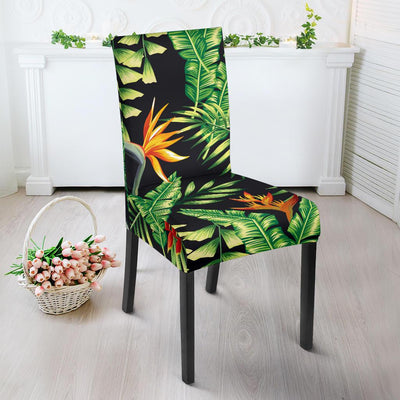 Hawaiian Flower Tropical Palm Leaves Dining Chair Slipcover-JORJUNE.COM