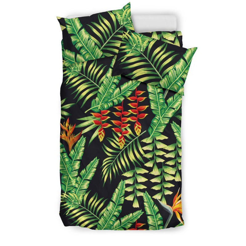 Hawaiian Flower Tropical Palm Leaves Duvet Cover Bedding Set
