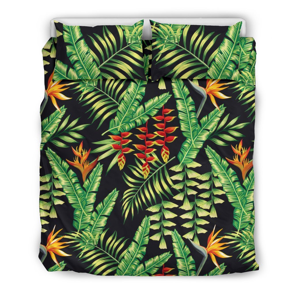 Hawaiian Flower Tropical Palm Leaves Duvet Cover Bedding Set