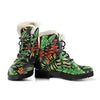 Hawaiian Flower Tropical Palm Leaves Faux Fur Leather Boots