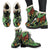 Hawaiian Flower Tropical Palm Leaves Faux Fur Leather Boots