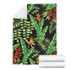 Hawaiian Flower Tropical Palm Leaves Fleece Blanket