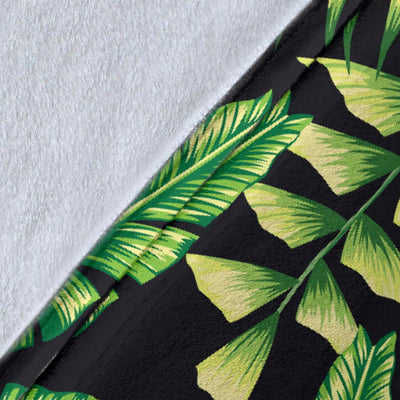 Hawaiian Flower Tropical Palm Leaves Fleece Blanket