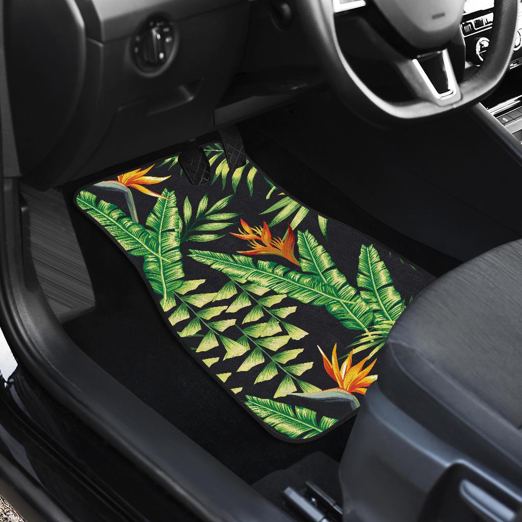 Hawaiian Flower Tropical Palm Leaves Front and Back Car Floor Mats