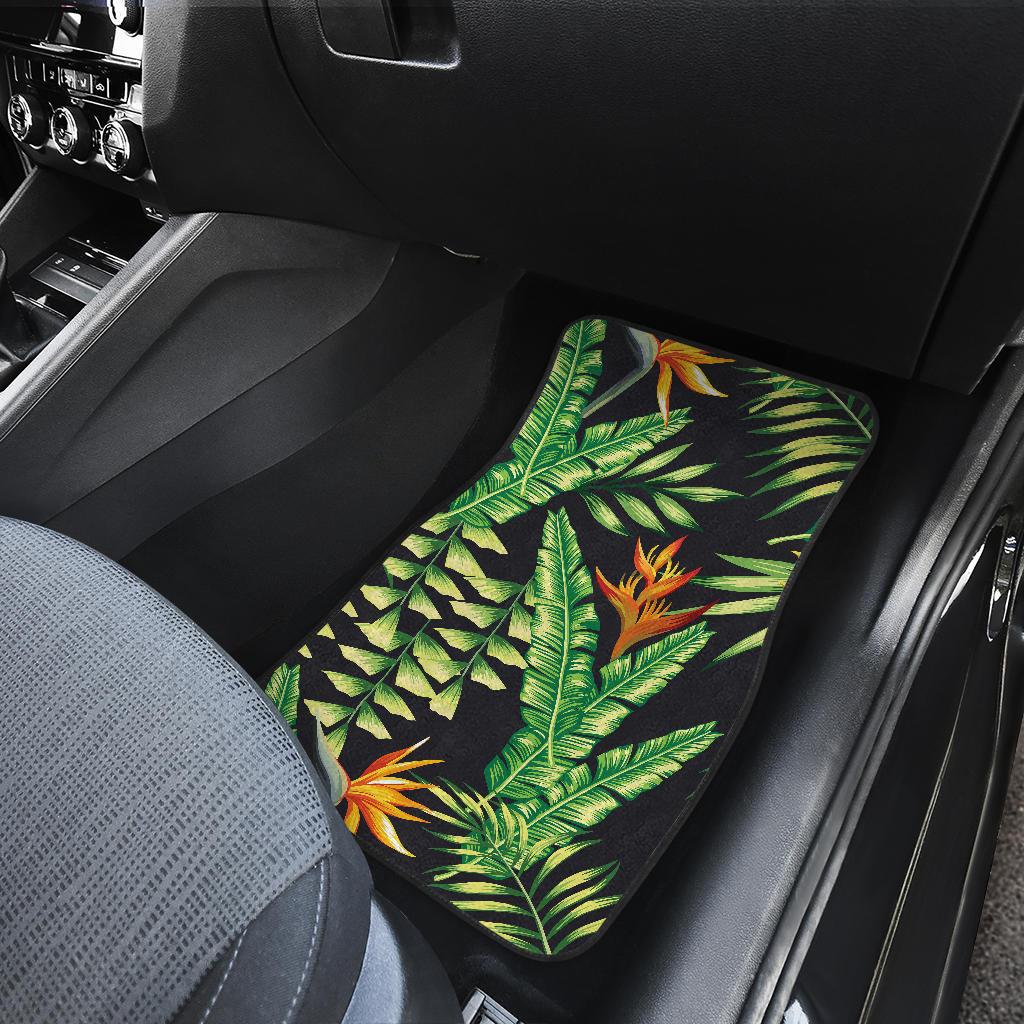 Hawaiian Flower Tropical Palm Leaves Front and Back Car Floor Mats