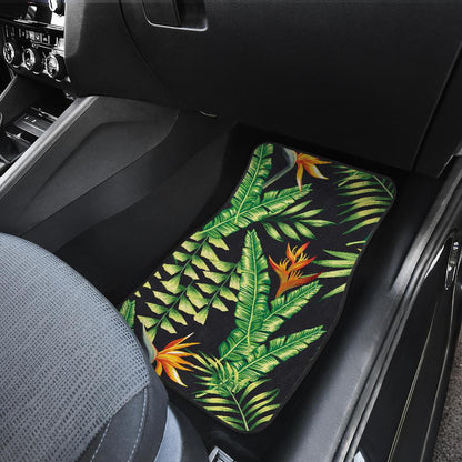 Hawaiian Flower Tropical Palm Leaves Front and Back Car Floor Mats