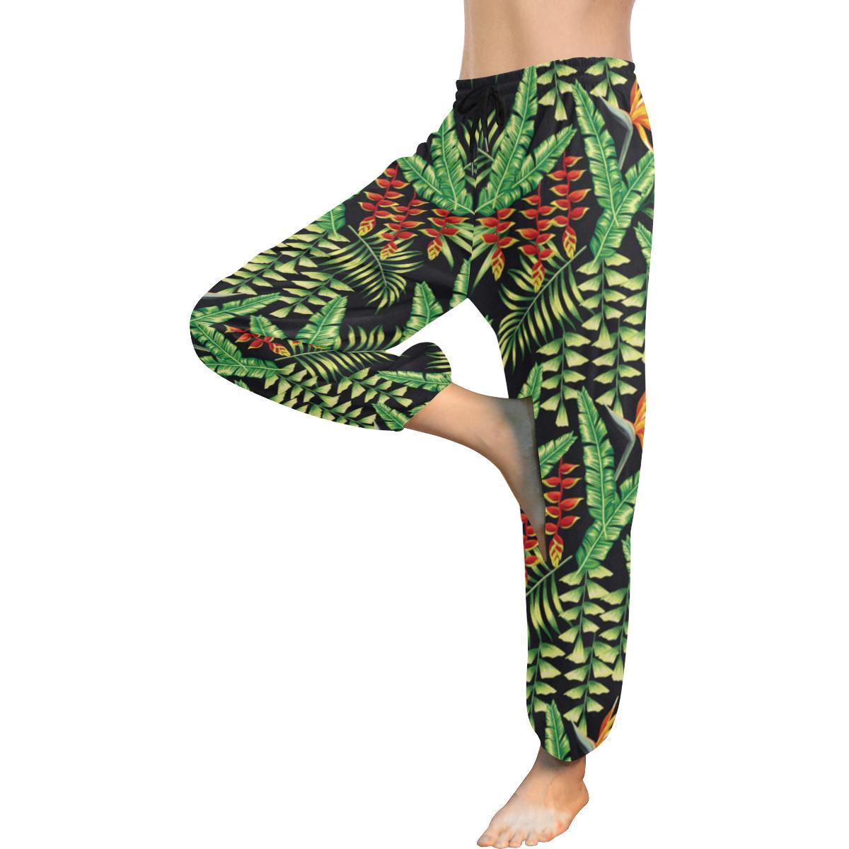 Hawaiian Flower Tropical Palm Leaves Harem Pants