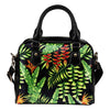 Hawaiian Flower Tropical Palm Leaves Leather Shoulder Handbag
