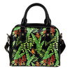 Hawaiian Flower Tropical Palm Leaves Leather Shoulder Handbag