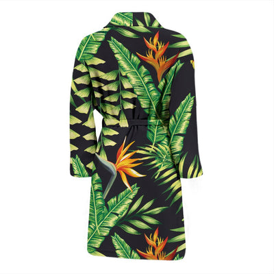 Hawaiian Flower Tropical Palm Leaves Men Bath Robe