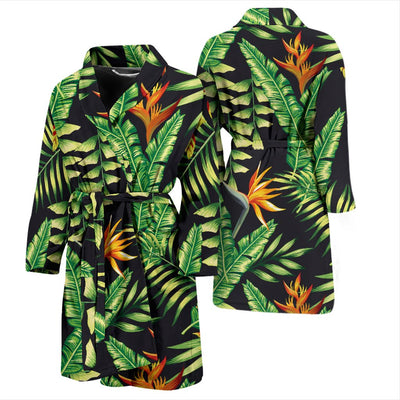 Hawaiian Flower Tropical Palm Leaves Men Bath Robe