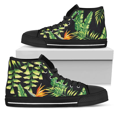 Hawaiian Flower Tropical Palm Leaves Men High Top Shoes