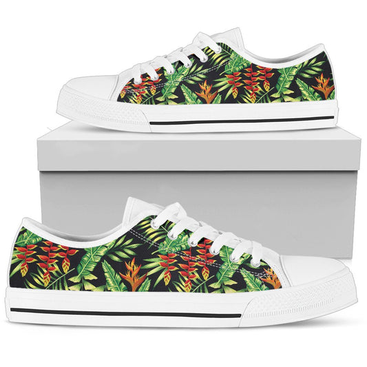 Hawaiian Flower Tropical Palm Leaves Men Low Top Canvas Shoes