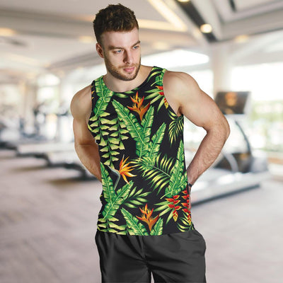 Hawaiian Flower Tropical Palm Leaves Men Tank Top