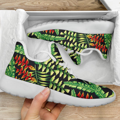 Hawaiian Flower Tropical Palm Leaves Mesh Knit Sneakers Shoes