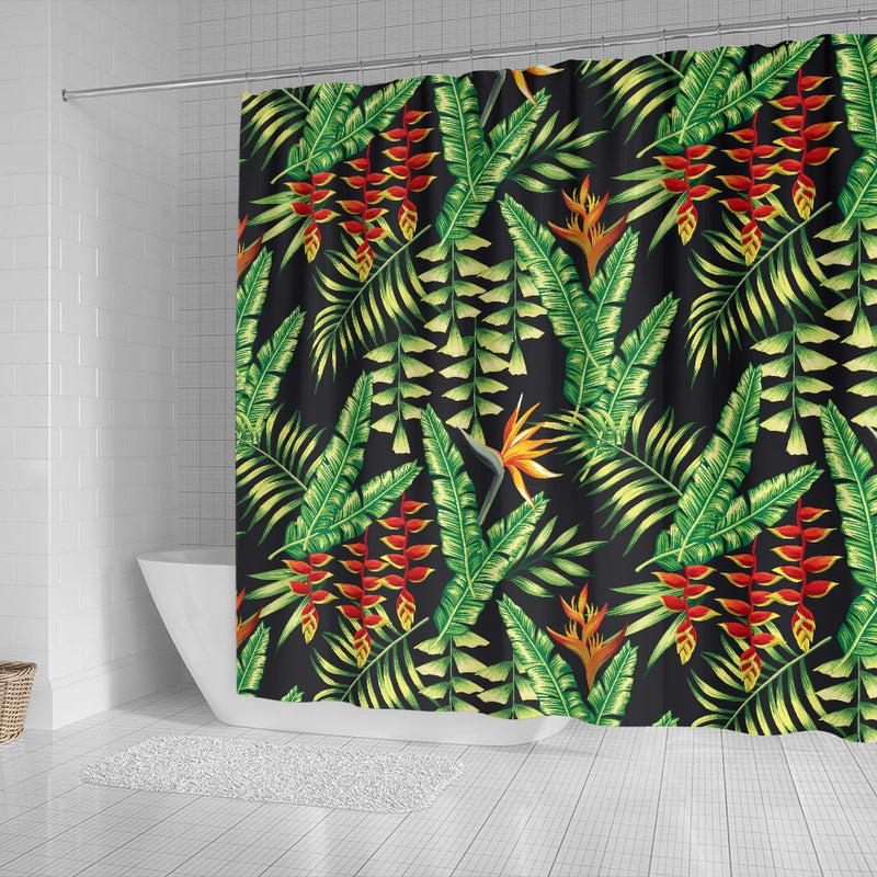 Hawaiian Flower Tropical Palm Leaves Shower Curtain