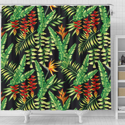 Hawaiian Flower Tropical Palm Leaves Shower Curtain