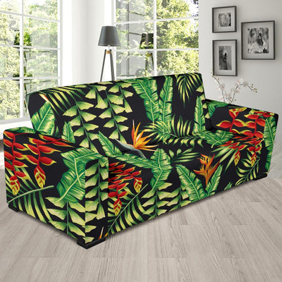 Hawaiian Flower Tropical Palm Leaves Sofa Slipcover-JORJUNE.COM