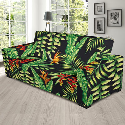 Hawaiian Flower Tropical Palm Leaves Sofa Slipcover-JORJUNE.COM