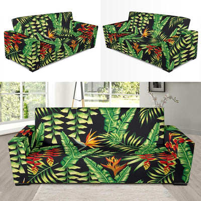 Hawaiian Flower Tropical Palm Leaves Sofa Slipcover-JORJUNE.COM