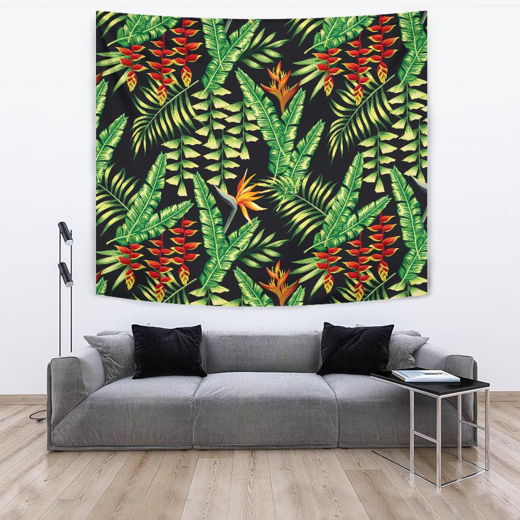 Hawaiian Flower Tropical Palm Leaves Tapestry