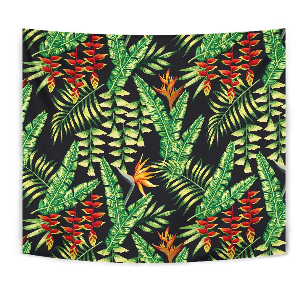 Hawaiian Flower Tropical Palm Leaves Tapestry