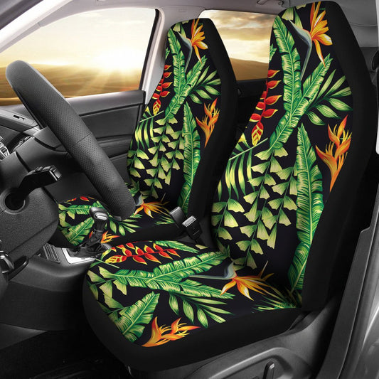 Hawaiian Flower Tropical Palm Leaves Universal Fit Car Seat Covers