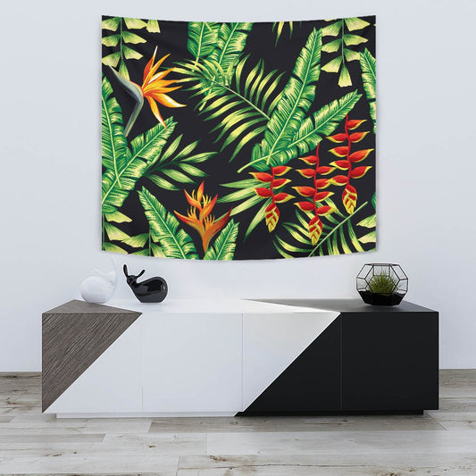 Hawaiian Flower Tropical Palm Leaves Wall Tapestry
