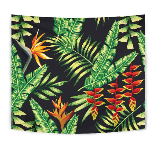 Hawaiian Flower Tropical Palm Leaves Wall Tapestry