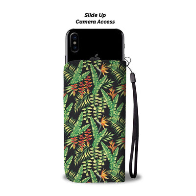 Hawaiian Flower Tropical Palm Leaves Wallet Phone Case