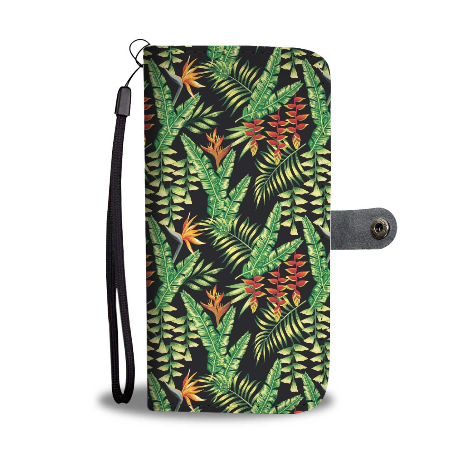 Hawaiian Flower Tropical Palm Leaves Wallet Phone Case