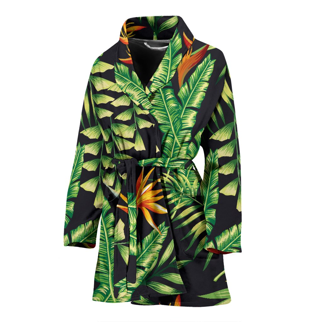 Hawaiian Flower Tropical Palm Leaves Women Bath Robe