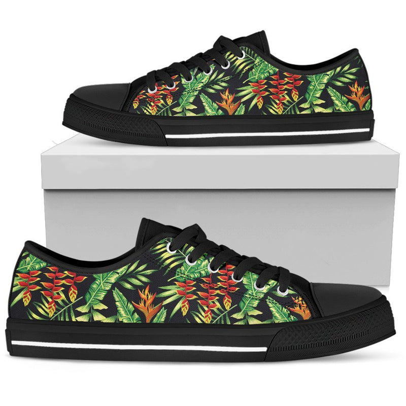 Hawaiian Flower Tropical Palm Leaves Women Low Top Canvas Shoes