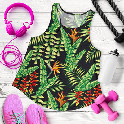 Hawaiian Flower Tropical Palm Leaves Women Racerback Tank Top